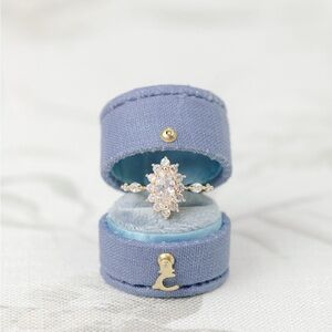 Wedding Ring Box Periwinkle Linen
